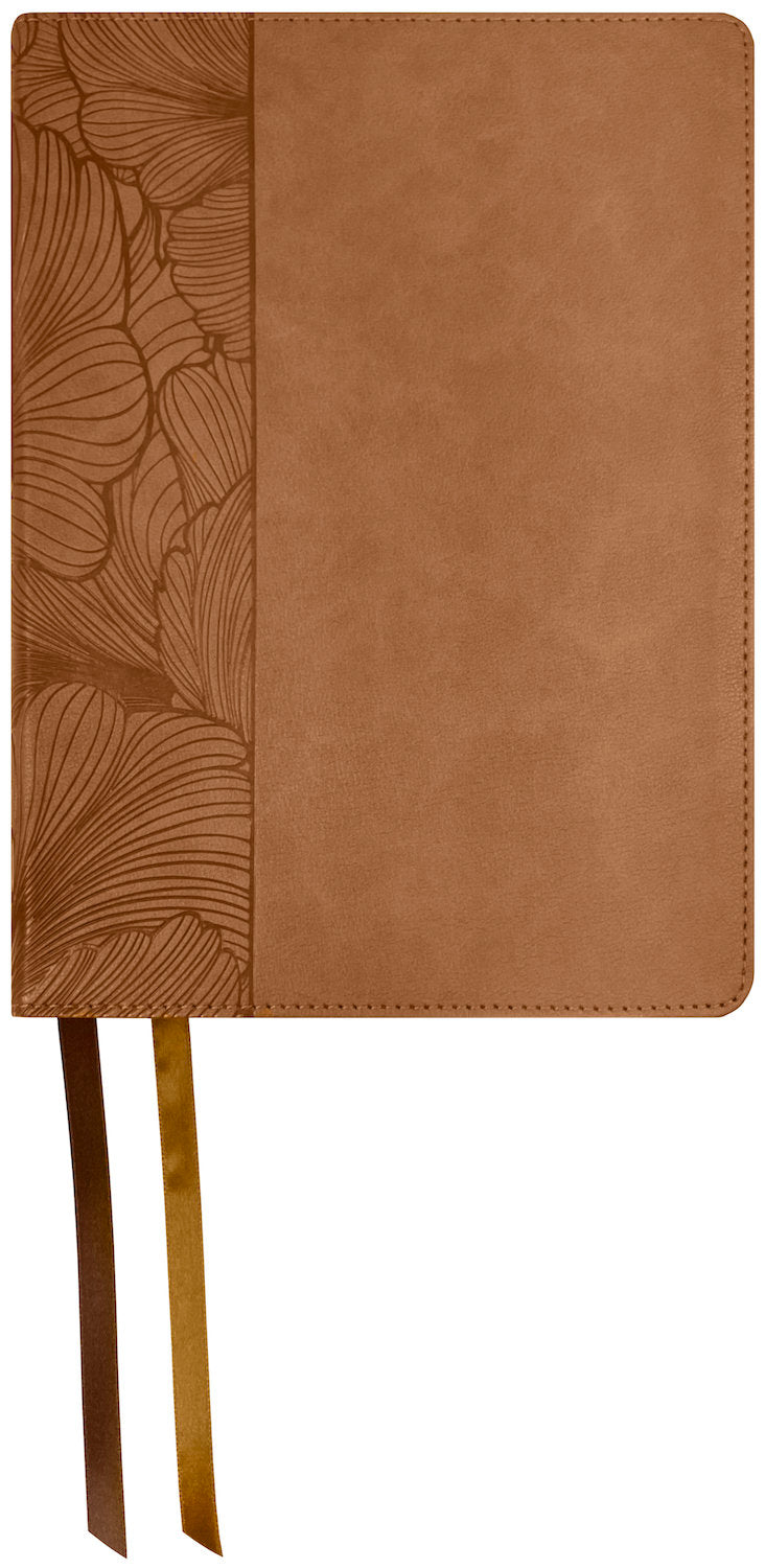 NASB 2020 Beauty of Scripture Bible, tan leathertex cover with special floral design and ribbon markers