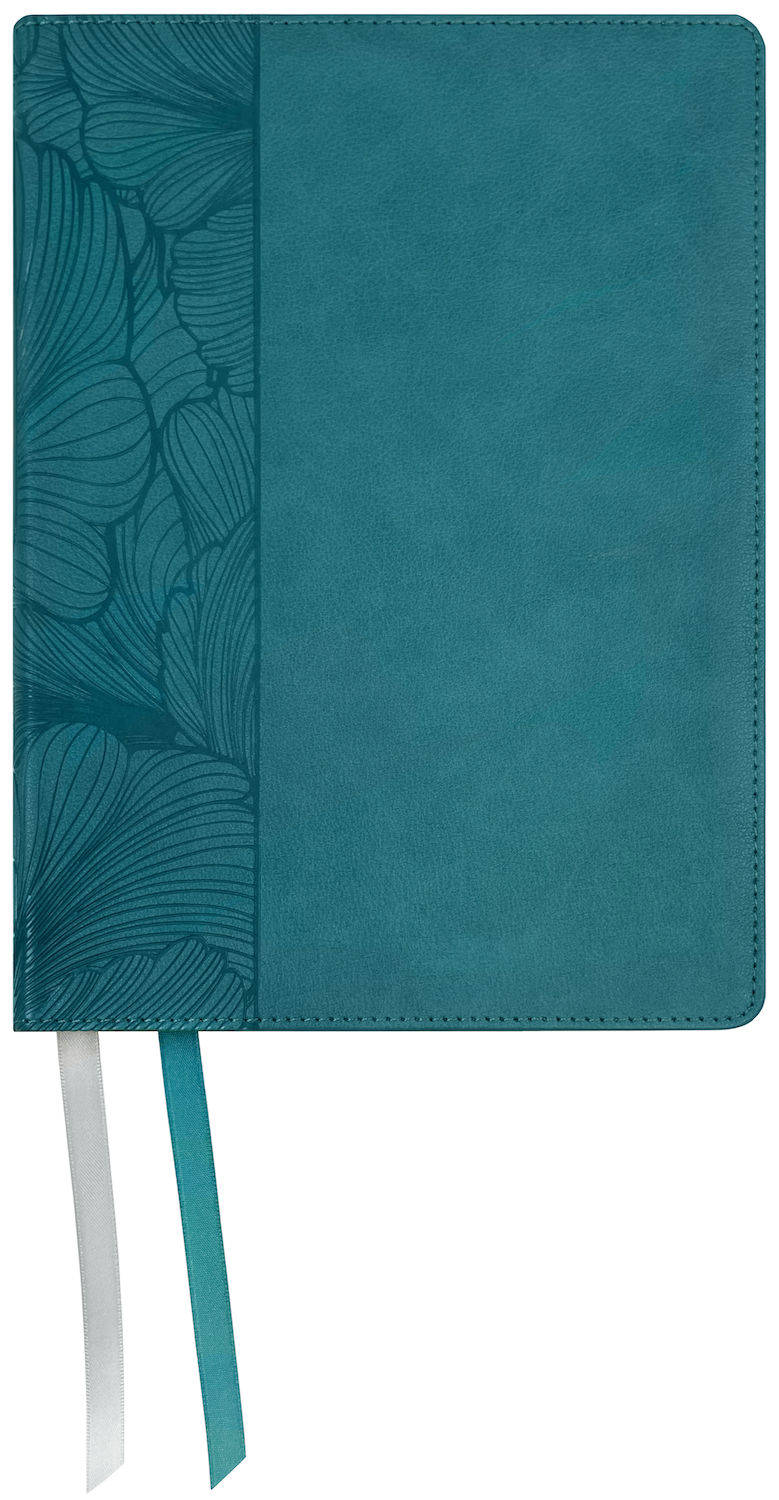 NASB 2020 Beauty of Scripture Bible, teal leathertex cover with special floral design and ribbon markers