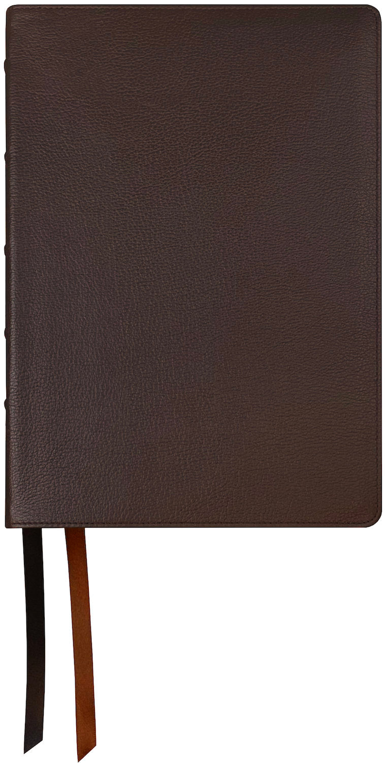 NASB 2020 Prime Large Print Ultrathin Reference Bible, brown premium goatskin leather cover with ribbon markers