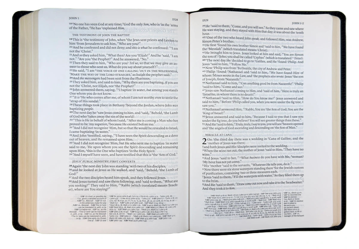 NASB 2020 Wide Margin Reference Bible, open interior pages