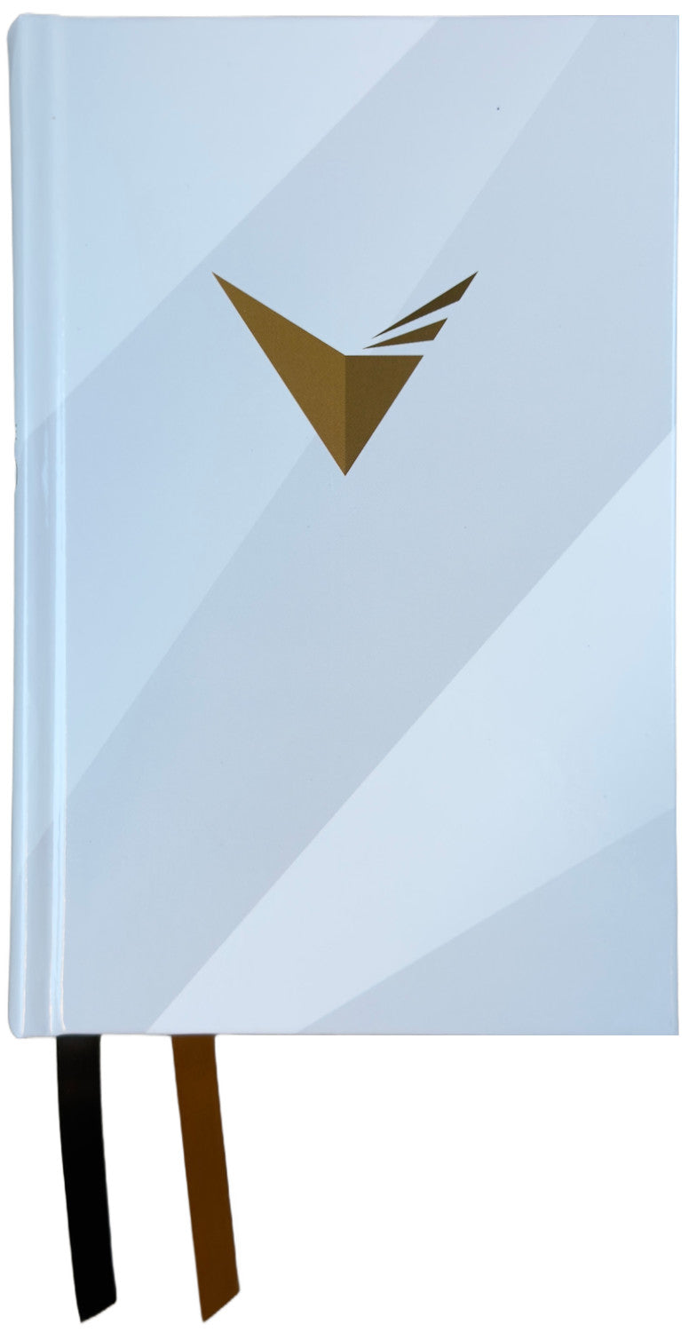 NBLA Study Bible, white and gray hardcover with ribbon markers