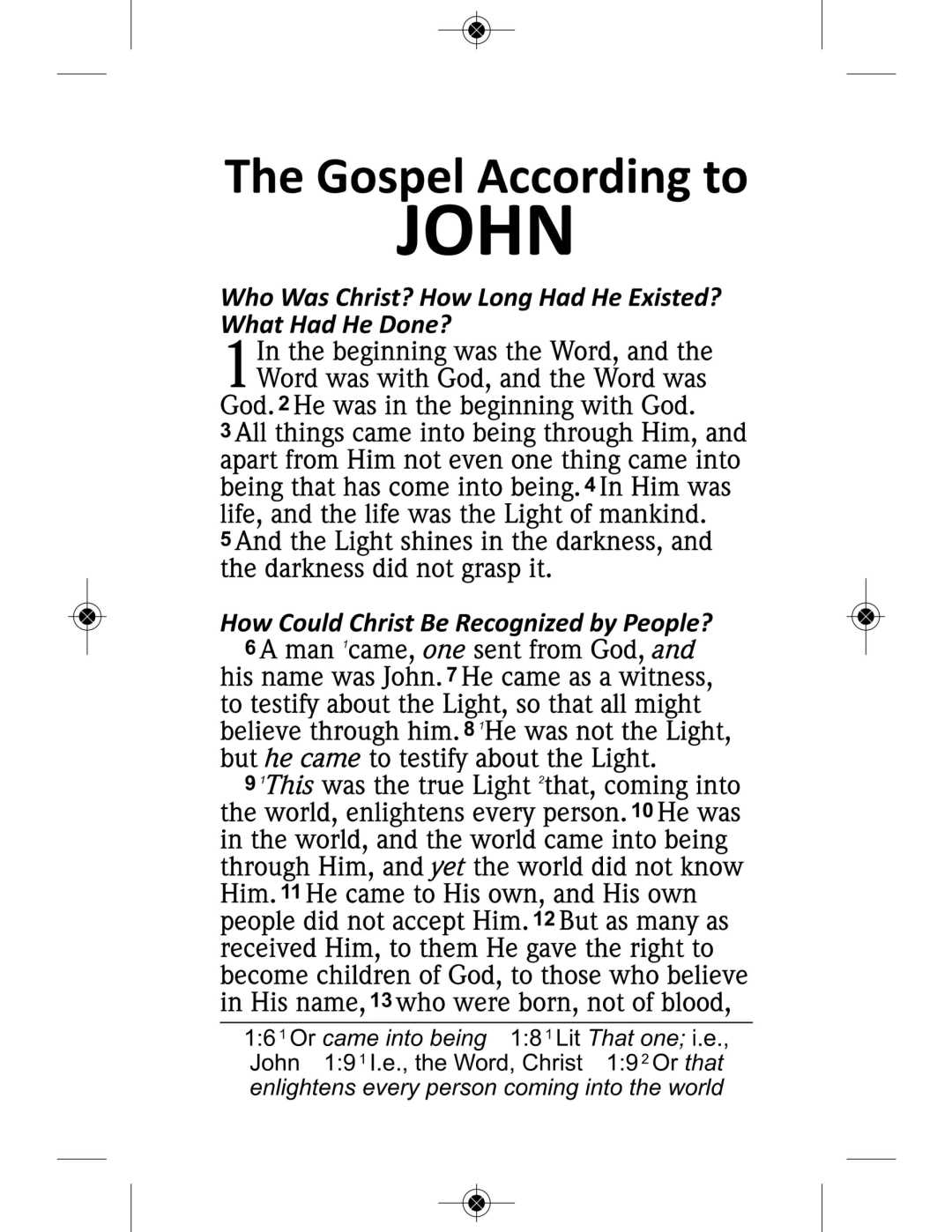 NAS 2020 Plan of Life - Gospel of John