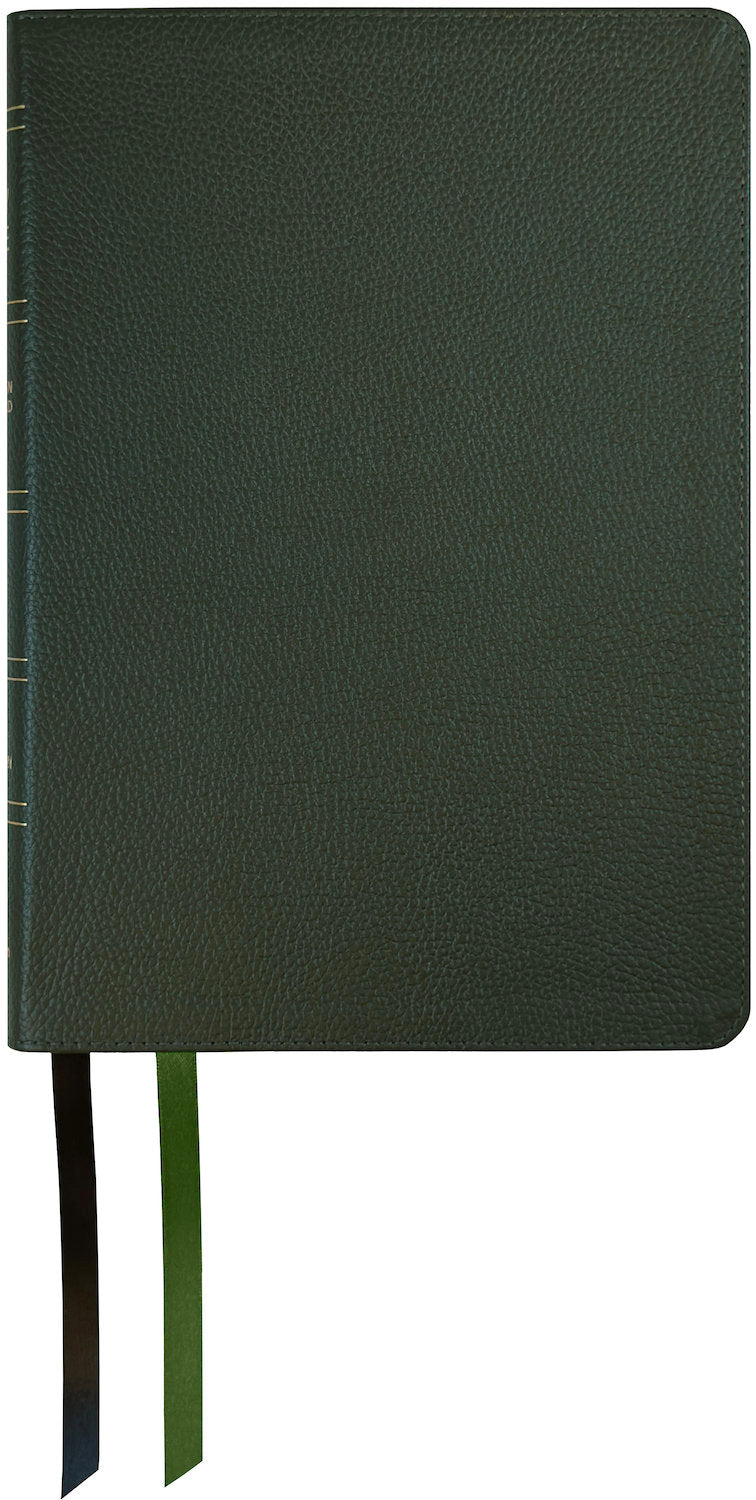 NASB 1995 Giant Print Reference Bible, green genuine cowhide leather cover with ribbon markers
