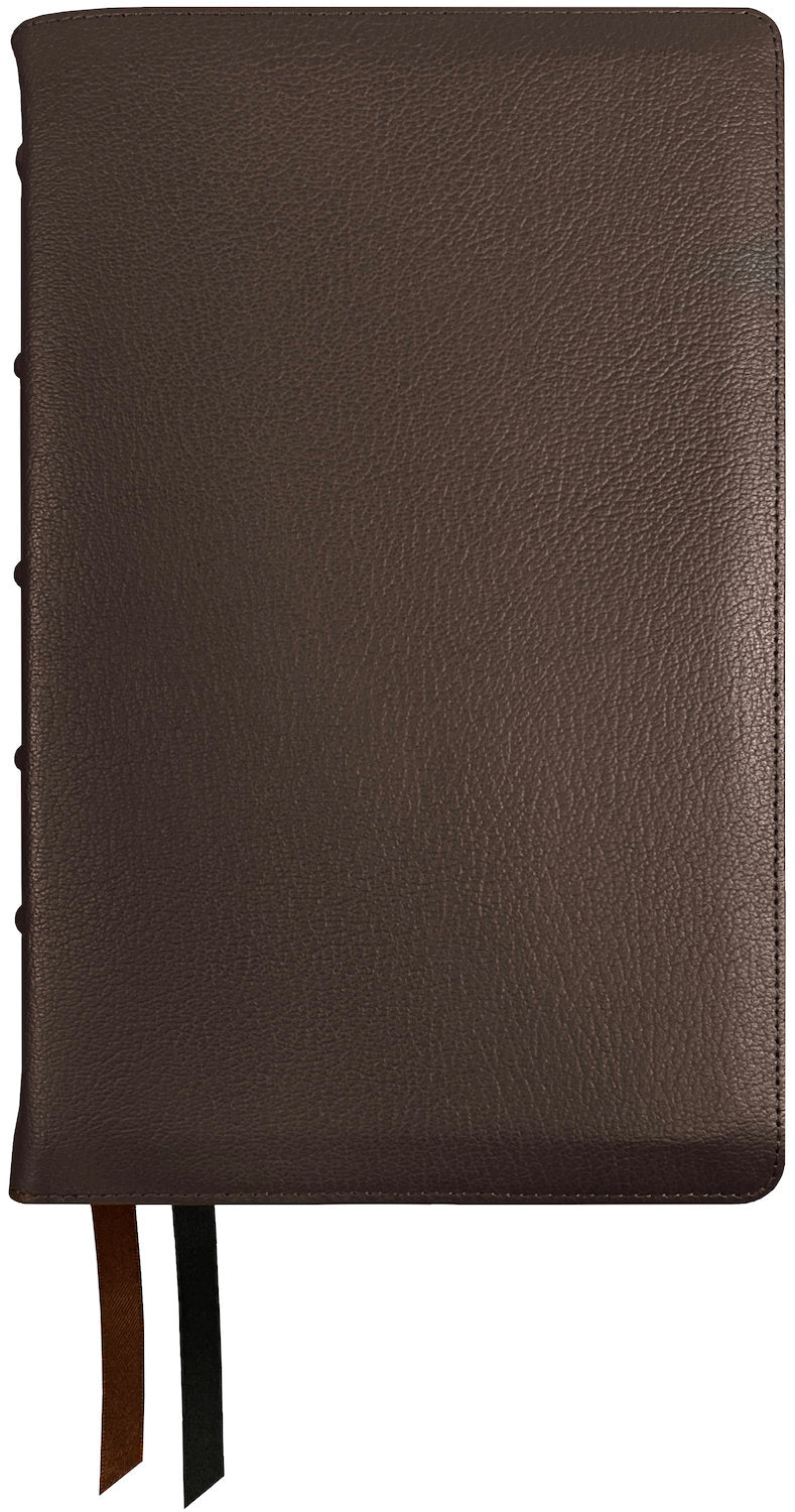 NASB 2020 Prime Reference Bible, brown premium goatskin leather cover with ribbon markers