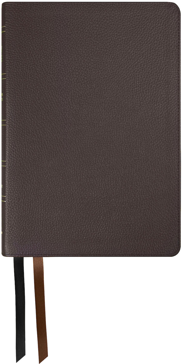 NASB 2020 Large Print Ultrathin Reference Bible, brown genuine cowhide leather cover with ribbon markers