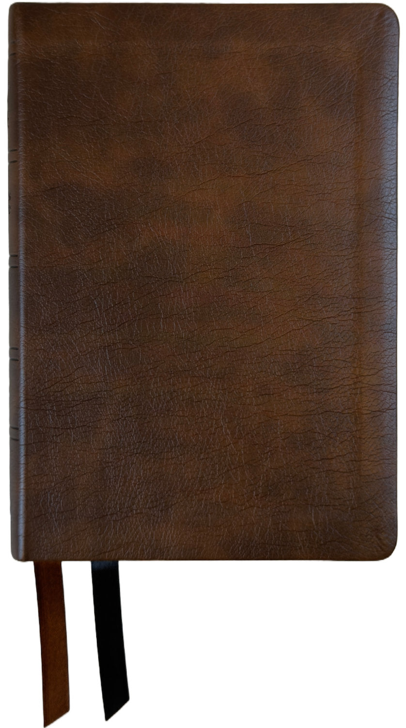 NASB 2020 Large Print Compact Bible, brown leathertex cover with ribbon markers