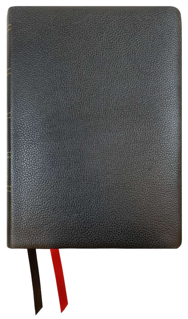 NASB 2020 Wide Margin Reference Bible, black genuine cowhide leather cover with ribbon markers