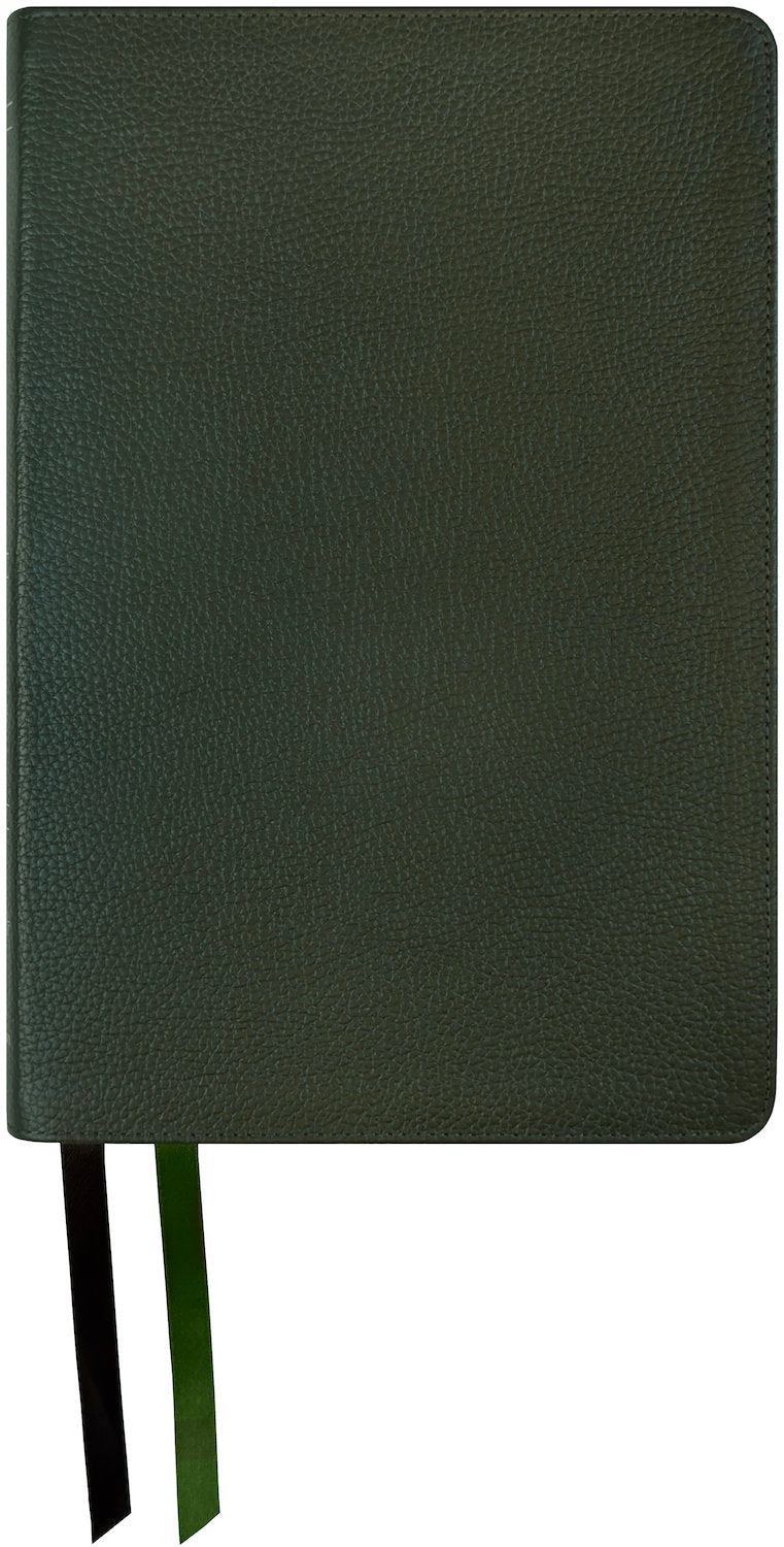 Amplified Readers Two-Tone Bible, green genuine cowhide leather cover with ribbon markers