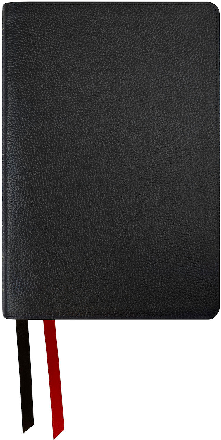 Amplified Readers Two-Tone Bible, black genuine cowhide leather cover with ribbon markers