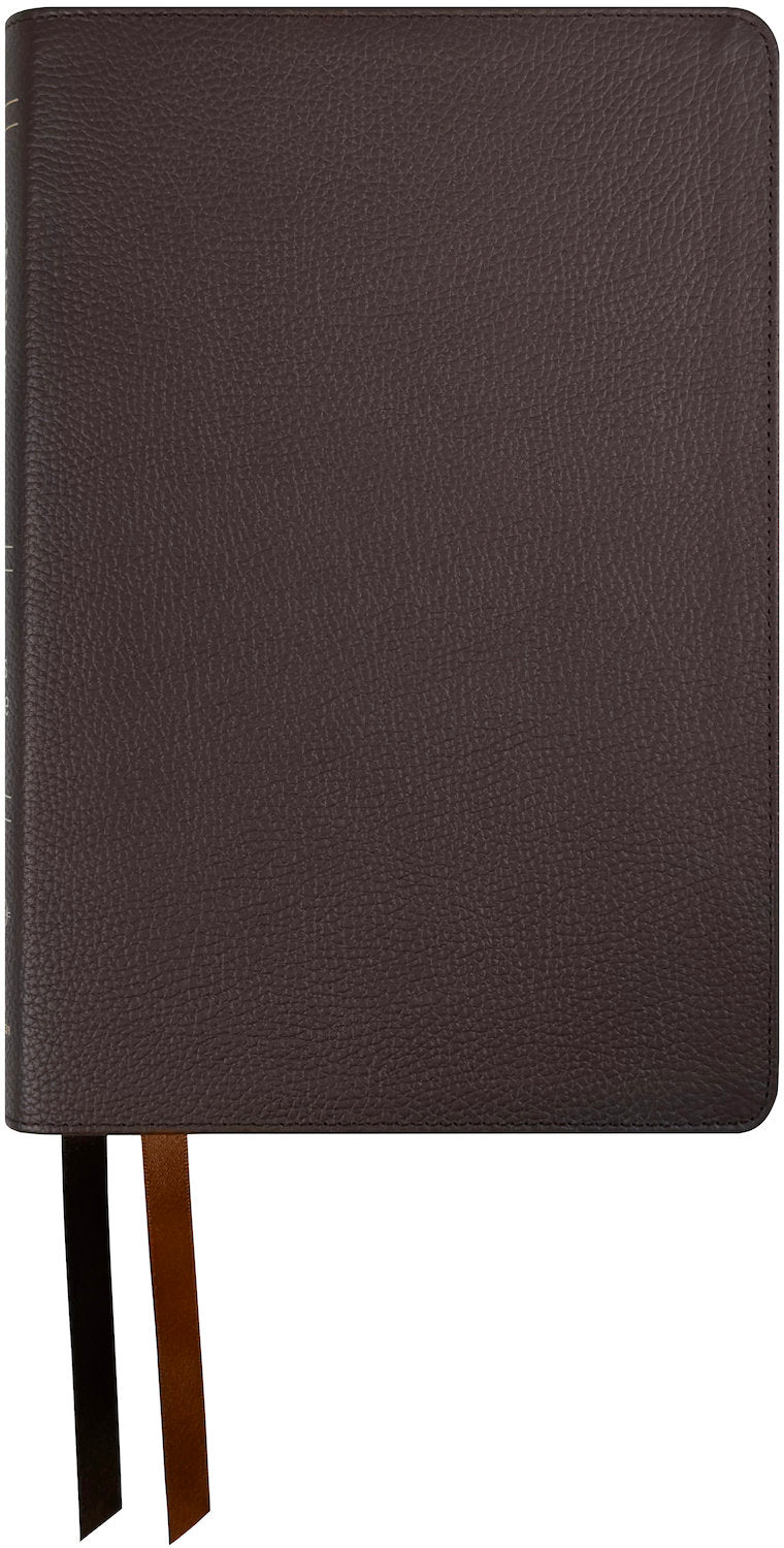 Amplified Readers Two-Tone Bible, brown genuine cowhide leather cover with ribbon markers