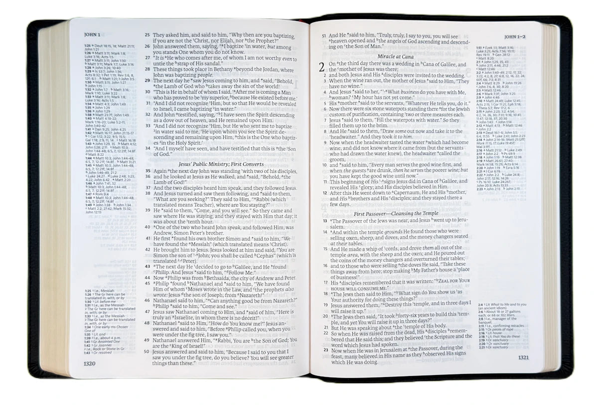 NASB 2020 Side Column Reference Bible, open interior pages