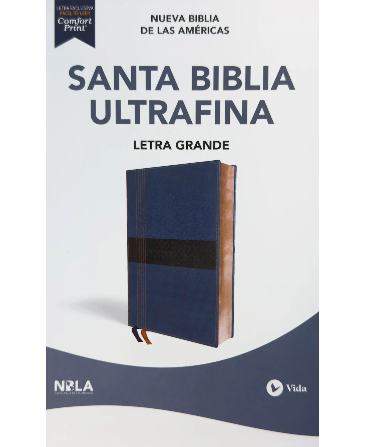 NBLA Large Print Ultrathin Bible, blue, product packaging front