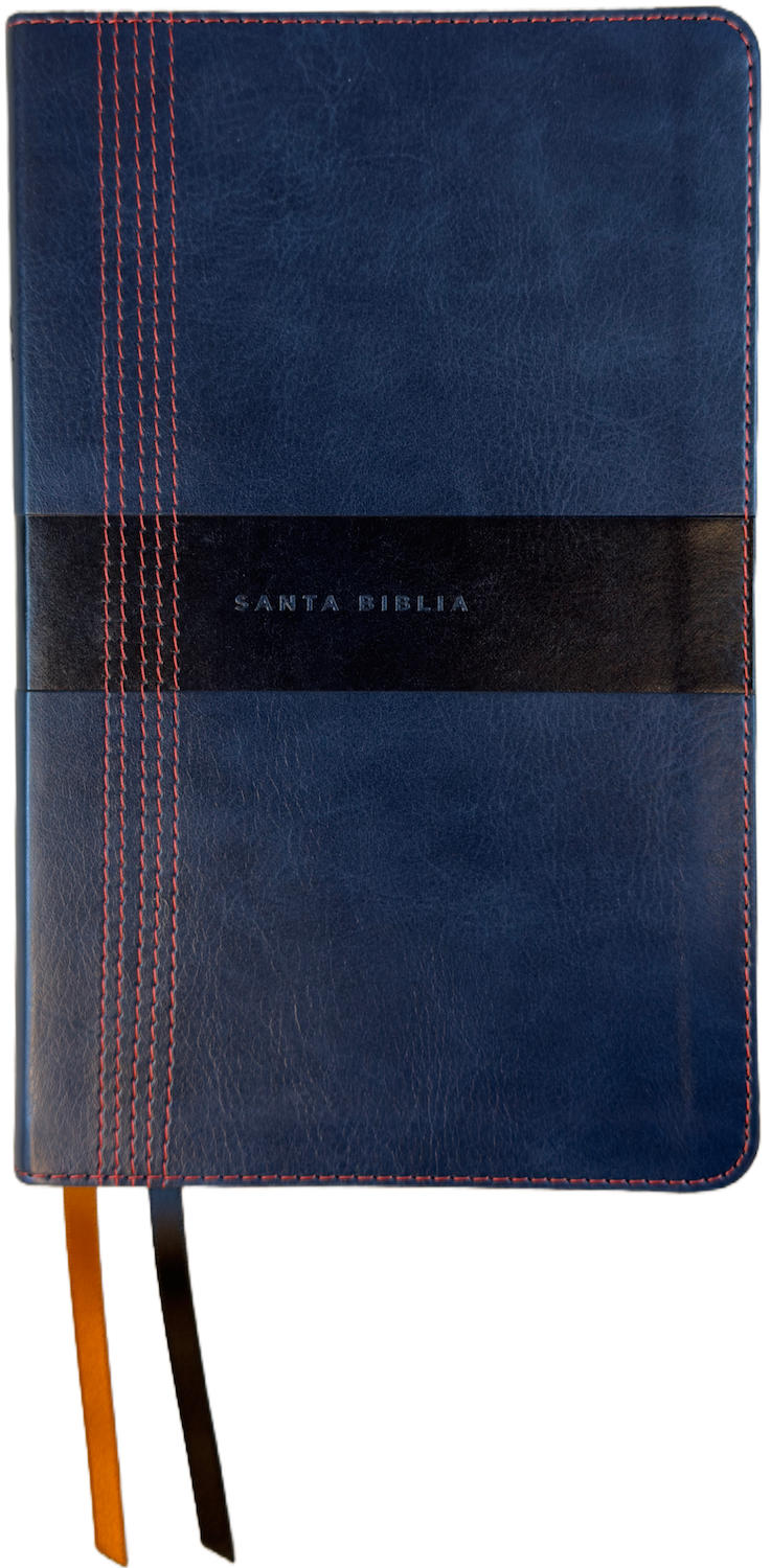 NBLA Large Print Ultrathin Bible, blue leathertex cover with ribbon markers